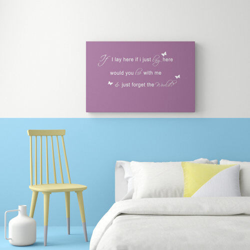 East Urban Home 'If I Lay Here Snow Patrol 2' Textual Art Print on Wrapped Canvas in Dusty Pink East Urban Home Size: 66 cm H x 101.6 cm W  - Size: 66 cm H x 101.6 cm W East Urban Home 'If I Lay Here Snow Patrol 2' Textual Art Print on Wrapped Canvas in Dusty Pink East Urban Home Size: 66 cm H x 101.6 cm W  - Size: 66 cm H x 101.6 cm W