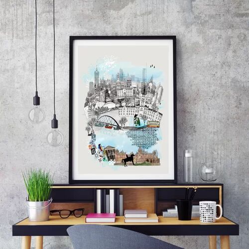 East Urban Home 'Retro Glasgow City' Framed Graphic Art Print East Urban Home Size: 59cm H x 42cm W x 4cm D, Format: Black Framed  - Size: 70cm H x 50cm W x 4cm D