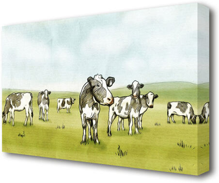 East Urban Home Cows Drawing - Drawing on Canvas East Urban Home Size: 66 cm H x 101.6 cm W  - Size: 121.9 cm H x 81.3 cm W East Urban Home Cows Drawing - Drawing on Canvas East Urban Home Size: 66 cm H x 101.6 cm W  - Size: 121.9 cm H x 81.3 cm W