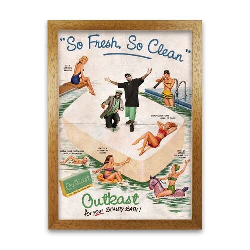 George Oliver Outkast So Fresh So Clean Fine - Advertisement Print on Paper George Oliver Frame Options: Honey Oak, Size: 84.1 cm H x 59.4 cm W x 5 cm D  - Size: 53cm H X 52cm W X 42cm D