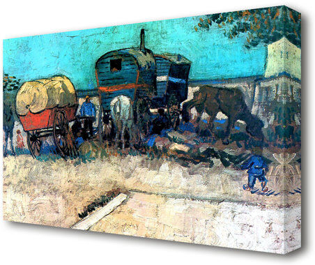 East Urban Home 'Gypsy Camp with Horse Carriage' by Vincent Van Gogh Oil Painting Print on Wrapped Canvas East Urban Home Size: 81.3 cm H x 121.9 cm W  - Size: 81.3 cm H x 121.9 cm W East Urban Home 'Gypsy Camp with Horse Carriage' by Vincent Van Gogh Oil Painting Print on Wrapped Canvas East Urban Home Size: 81.3 cm H x 121.9 cm W  - Size: 81.3 cm H x 121.9 cm W