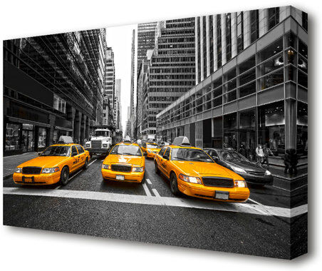 East Urban Home 'Yellow Taxi Cabs in NYC New York' Photographic Print on Canvas East Urban Home Size: 66 cm H x 101.6 cm W  - Size: 81.3 cm H x 121.9 cm W East Urban Home 'Yellow Taxi Cabs in NYC New York' Photographic Print on Canvas East Urban Home Size: 66 cm H x 101.6 cm W  - Size: 81.3 cm H x 121.9 cm W