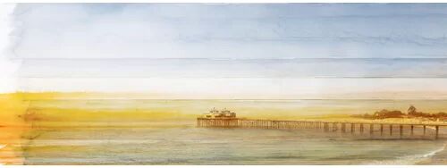 East Urban Home 'Malibu Pier' by Parvez Taj Graphic Art Print on Wrapped Canvas East Urban Home Size: 38cm H x 114cm W x 5cm D  - Size: 20cm H X 41cm W X 41cm D