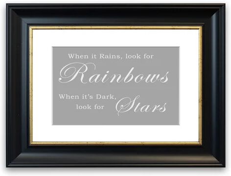 East Urban Home 'When It Rains Look for Rainbows' Framed Typography in Grey/White East Urban Home Size: 70 cm H x 93 cm W, Frame Options: Black  - Size: 93 cm H x 126 cm W