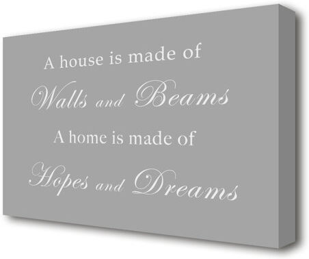East Urban Home 'Home Quote Walls and Beams Hopes and Dreams' Textual Art Print on Canvas in Grey/White East Urban Home Size: 66 cm H x 101.6 cm W  - Size: 101.6 cm H x 142.2 cm W East Urban Home 'Home Quote Walls and Beams Hopes and Dreams' Textual Art Print on Canvas in Grey/White East Urban Home Size: 66 cm H x 101.6 cm W  - Size: 101.6 cm H x 142.2 cm W