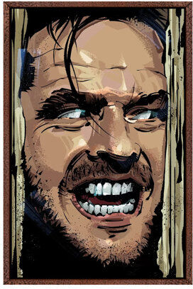 Happy Larry The Shining by Nikita Abakumov - Graphic Art Print on Canvas Happy Larry Format: Classic Brown Wood Framed Canvas, Size: 66.04cm H x 45.72cm W x 3.81c  - Size: 66.04cm H x 45.72cm W x 3.81cm D Happy Larry The Shining by Nikita Abakumov - Graphic Art Print on Canvas Happy Larry Format: Classic Brown Wood Framed Canvas, Size: 66.04cm H x 45.72cm W x 3.81c  - Size: 66.04cm H x 45.72cm W x 3.81cm D