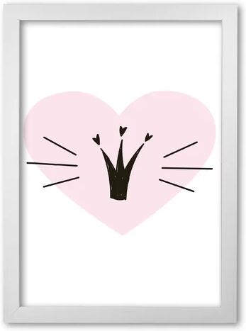 East Urban Home 'Crown with Heart' Painting in Pink East Urban Home Format: White Grain Frame, Size: 42 cm H x 30 cm W x 5 cm D  - Size: 60 cm H x 42 cm W x 5 cm D