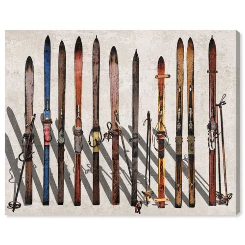East Urban Home 'Vintage Skis' Graphic Art on Wrapped Canvas East Urban Home  - Size: 91.4 cm H x 61 cm W