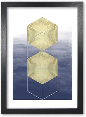 East Urban Home Navy and Gold Abstract Hexagons - Graphic Art on Paper East Urban Home Format: Black Grain Frame, Size: 60 cm H x 42 cm W x 5 cm D  - Size: 42 cm H x 30 cm W x 5 cm D East Urban Home Navy and Gold Abstract Hexagons - Graphic Art on Paper East Urban Home Format: Black Grain Frame, Size: 60 cm H x 42 cm W x 5 cm D  - Size: 42 cm H x 30 cm W x 5 cm D