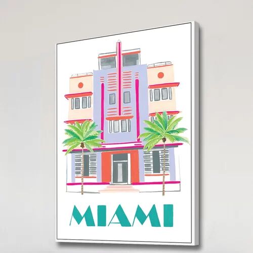 East Urban Home Miami Art Deco- Graphic Art Print East Urban Home Size: 61cm H x 41cm W x 4cm D, Format: White Floater Framed  - Size: Tall (19" - 21")