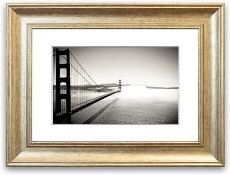 East Urban Home 'Golden Gate Bridge Black and White' Framed Photograph East Urban Home Size: 70 cm H x 93 cm W, Frame Options: Silver  - Size: 50 cm H x 70 cm W East Urban Home 'Golden Gate Bridge Black and White' Framed Photograph East Urban Home Size: 70 cm H x 93 cm W, Frame Options: Silver  - Size: 50 cm H x 70 cm W
