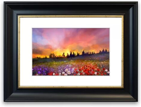 East Urban Home 'Sun Break over the Wild Flowers' Framed Painting East Urban Home Size: 50 cm H x 70 cm W, Frame Options: Grey  - Size: 93 cm H x 126 cm W