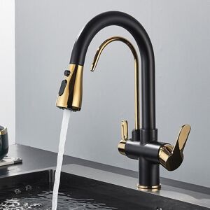 Belfry Kitchen Creger Pull Out Single Lever Monobloc Tap Black/Gold 20cm