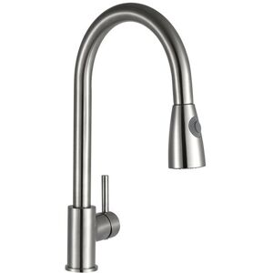 K-Vit Pull Out Single Lever Monobloc Tap Brushed Steel 28.0cm