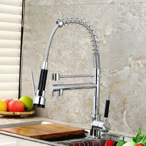 Belfry Kitchen Commercial Chrome LED Kitchen Sink Faucet Mixer Tap Pull Down Sprayer Chrome 15cm