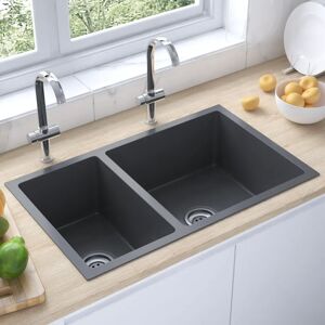 Belfry Kitchen Triplett 1.5 Bowl Inset Kitchen Sink Black 715mm L X 440mm W