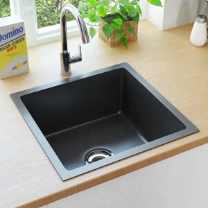 Belfry Kitchen Anthony Single Bowl Undermount Kitchen Sink Black 440mm L X 440mm W