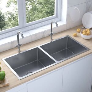 Belfry Kitchen Esperanza Handmade Kitchen Sink With Strainer Stainless Steel Silver 1,000mm L X 440mm W Belfry Kitchen Esperanza Handmade Kitchen Sink With Strainer Stainless Steel Silver 1,000mm L X 440mm W