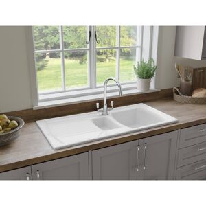 Rangemaster 1.5 Bowl Inset Kitchen Sink White 1,000mm L X 490mm W Rangemaster 1.5 Bowl Inset Kitchen Sink White 1,000mm L X 490mm W
