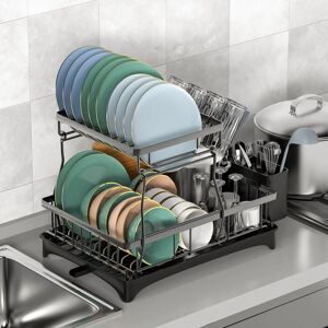 Belfry Kitchen Usry Adjustable Dish Rack Black 34cm H X 42cm W X 32.5cm D Belfry Kitchen Usry Adjustable Dish Rack Black 34cm H X 42cm W X 32.5cm D