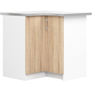 Akord Lima corner kitchen base cabinet in white and sonoma oak Natural 84cm W X 85.5cm H X 44.5cm D Akord Lima corner kitchen base cabinet in white and sonoma oak Natural 84cm W X 85.5cm H X 44.5cm D