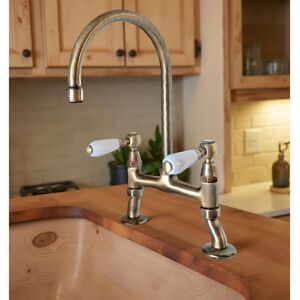 Piralla Tevere Cranked Leg Bridge Kitchen Mixer Tap Bronze 22cm Piralla Tevere Cranked Leg Bridge Kitchen Mixer Tap Bronze 22cm