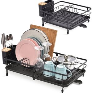 Belfry Kitchen Braschi Adjustable Stainless Steel Dish Rack Black 14cm H X 54cm W X 31cm D Belfry Kitchen Braschi Adjustable Stainless Steel Dish Rack Black 14cm H X 54cm W X 31cm D