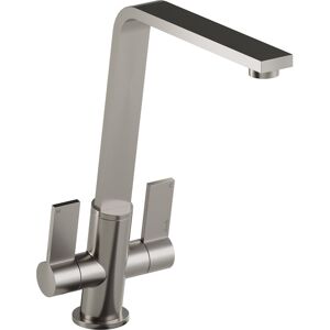 Abode Linear Flair Twin Lever Monobloc Tap Brushed Nickel 23.6cm Abode Linear Flair Twin Lever Monobloc Tap Brushed Nickel 23.6cm