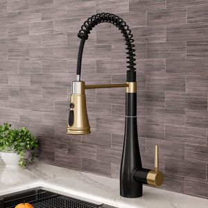Belfry Kitchen Pre-rinse Pull-Down Swivel Kitchen Faucet Black/Gold Belfry Kitchen Pre-rinse Pull-Down Swivel Kitchen Faucet Black/Gold