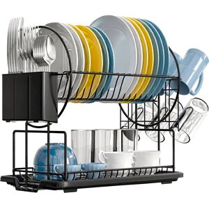 Belfry Kitchen Aymond Stainless Steel 2 Tier Dish Rack Black 37cm H X 38.5cm W X 23.5cm D Belfry Kitchen Aymond Stainless Steel 2 Tier Dish Rack Black 37cm H X 38.5cm W X 23.5cm D