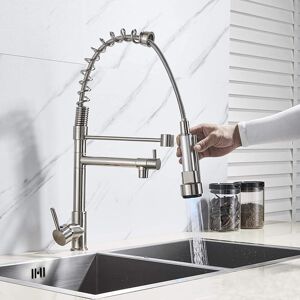 Belfry Kitchen Led Kitchen Sink Mixer Taps Swivel Spout Pull Out Spray Head Brass Nickel Faucet Brushed Nickel 12.5cm Belfry Kitchen Led Kitchen Sink Mixer Taps Swivel Spout Pull Out Spray Head Brass Nickel Faucet Brushed Nickel 12.5cm