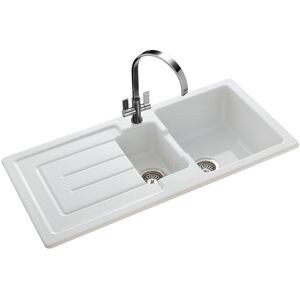 Rangemaster 1.5 Bowl Inset Kitchen Sink White 1,000mm L X 500mm W Rangemaster 1.5 Bowl Inset Kitchen Sink White 1,000mm L X 500mm W