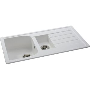 Abode Oriel 1.5 Bowl Inset Kitchen Sink Frost White 950mm L X 480mm W Abode Oriel 1.5 Bowl Inset Kitchen Sink Frost White 950mm L X 480mm W