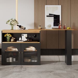 Ebern Designs Runda Kitchen Island Black 105cm H X 135cm W X 39cm D Ebern Designs Runda Kitchen Island Black 105cm H X 135cm W X 39cm D