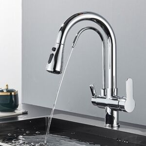 Belfry Kitchen Wilburg Pull Out Twin Lever Monobloc Tap Chrome 18.5cm Belfry Kitchen Wilburg Pull Out Twin Lever Monobloc Tap Chrome 18.5cm