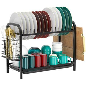Belfry Kitchen Shruti Stainless Steel 2 Tier Dish Rack Matte Black 34cm H X 41.4cm W X 20cm D Belfry Kitchen Shruti Stainless Steel 2 Tier Dish Rack Matte Black 34cm H X 41.4cm W X 20cm D
