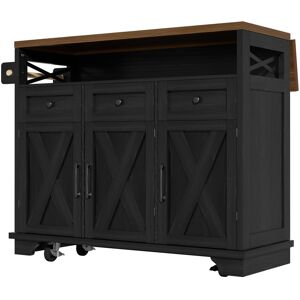 Lark Manor Wood Kitchen Island Black 98cm H X 118cm W X 80cm D Lark Manor Wood Kitchen Island Black 98cm H X 118cm W X 80cm D
