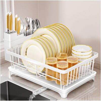 E Cairns Adjustable Dish Rack White 14.5cm H X 37.8cm W X 28.3cm D E Cairns Adjustable Dish Rack White 14.5cm H X 37.8cm W X 28.3cm D