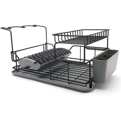 Belfry Kitchen Adjustable Stainless Steel Dish Rack Black 24cm H X 46.5cm W X 30cm D Belfry Kitchen Adjustable Stainless Steel Dish Rack Black 24cm H X 46.5cm W X 30cm D