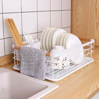 Belfry Kitchen Saif Adjustable Dish Rack White 14cm H X 43cm W X 30.5cm D Belfry Kitchen Saif Adjustable Dish Rack White 14cm H X 43cm W X 30.5cm D