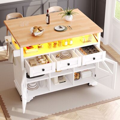 Brambly Cottage Kitchen Cart White 98cm H X 120cm W X 71cm D Brambly Cottage Kitchen Cart White 98cm H X 120cm W X 71cm D