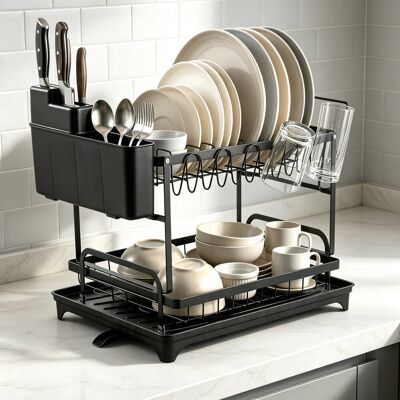 Fcbnposi Adjustable Stainless Steel Dish Rack Black 34cm H X 48cm W X 30cm D Fcbnposi Adjustable Stainless Steel Dish Rack Black 34cm H X 48cm W X 30cm D