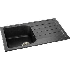 Abode Oriel Single Bowl Inset Kitchen Sink black/white 20.0 H x 48.0 D cm