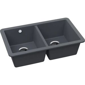 Abode Matrix SQ GR15 Double Bowls Inset Kitchen Sink black/gray 20.0 H x 46.0 D cm