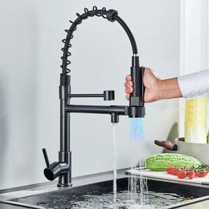 Belfry Kitchen Led Spring Kitchen Sink Mixer Taps Swivel Pull Out Spray Brass Tap Mono Faucet brown 48.0 H cm