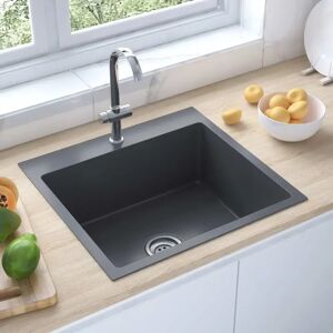 Belfry Kitchen Lystra Handmade Kitchen Sink With Faucet Hole Black Stainless Steel black/gray 20.0 H x 53.0 W x 50.0 D cm