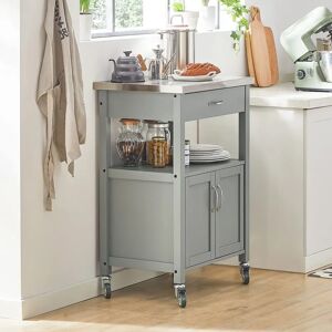 17 Stories Stygg Kitchen Trolley with Stainless Steel Top gray