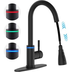 Belfry Kitchen Kitchen Sink Mixer Tap With Touchable Temperature Adjust 360 Swivel Pre-Rinse Matte Black black 15.4 H x 22.0 W x 5.0 D cm