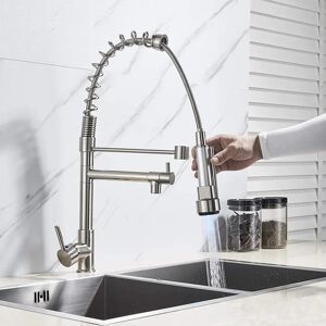 Belfry Kitchen Led Kitchen Sink Mixer Taps Swivel Spout Pull Out Spray Head Brass Nickel Faucet gray 48.0 H cm