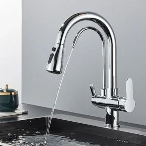 Belfry Kitchen Wilburg Pull Out Twin Lever Monobloc Tap gray 42.0 H x 30.0 W x 18.0 D cm